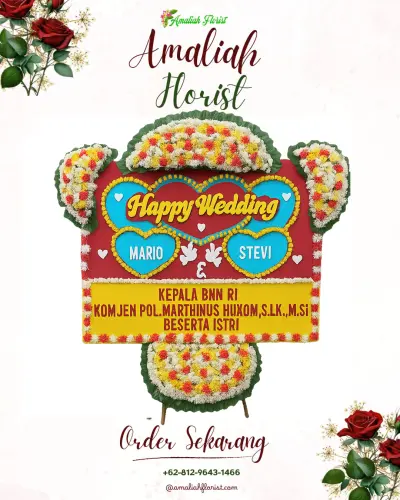 Karangan Papan Bunga Pernikahan di Karang Sari